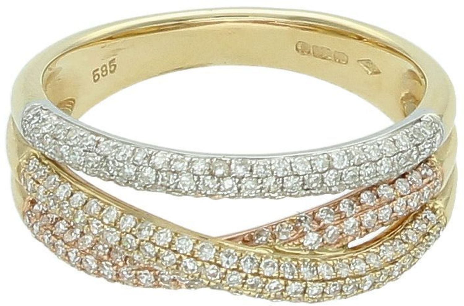 Złoty pierścionek próby 925 z 207 diamentami o łącznej masie 0,63 ct, czystość SI, barwa H. Waga 4,52 g. Elegancka biżuteria z certyfikatem autentyczności.1.jpg